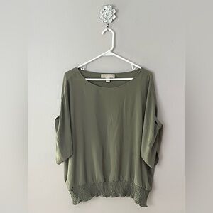 Women’s Michael Kors Army Green Elegant Blouse Top With Elastic Hem